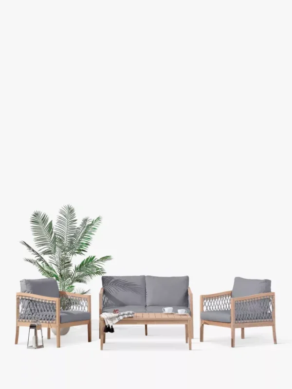 Monaco 4-Seater Garden Lounging Set, FSC-Certified (Acacia Wood), Grey/Natural